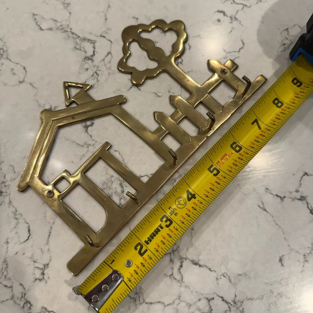 Vintage Brass Key Holder Rack House Tree Fence Design Wall Organizer